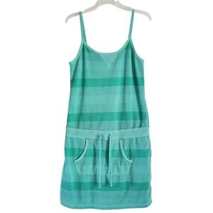 Gap Dress Women M Aqua Green Tank Sundress Drawstring French Terry Beach Vintage
